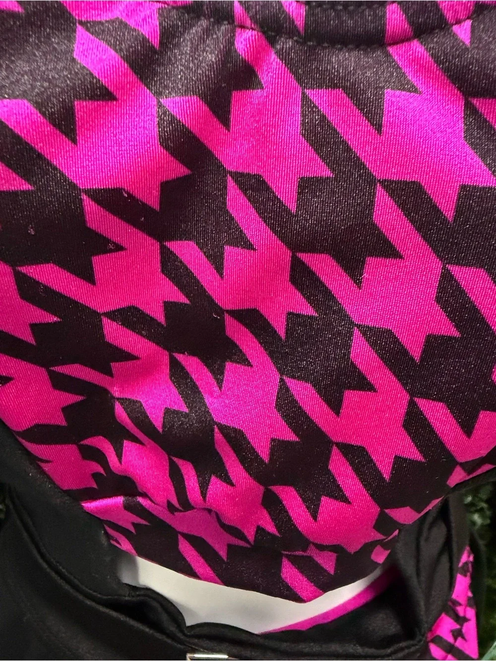 Girls' Black Dance Costume with Pink Houndstooth Accent
